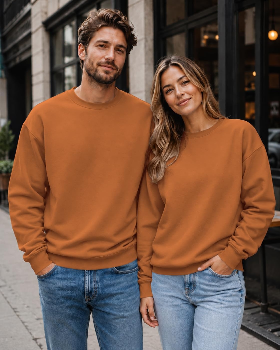 image:imageCOOFANDY Mens Crewneck Sweatshirts Fleece Pullover Thermal Casual ShirtLight Brown