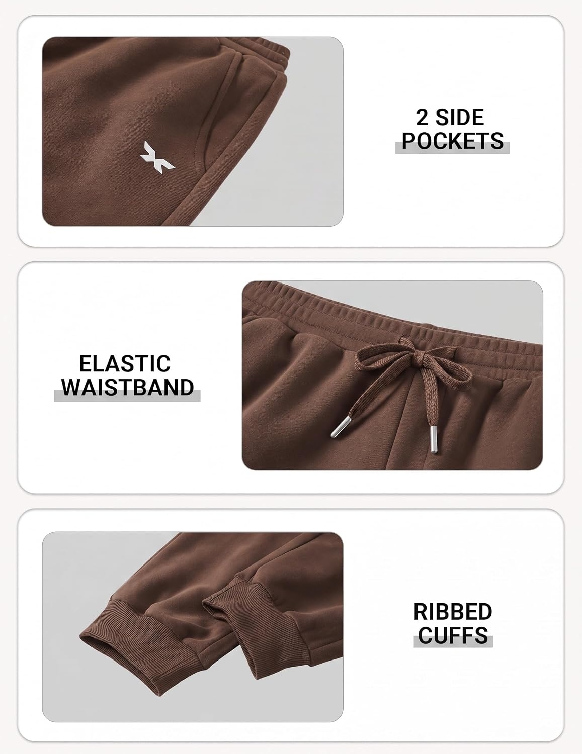 image:imageCOOFANDY Mens FleeceLined Sweatpants Loose Fit Joggers with PocketsBrown