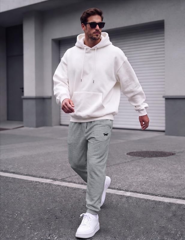 image:imageCOOFANDY Mens FleeceLined Sweatpants Loose Fit Joggers with PocketsLight Heather Grey