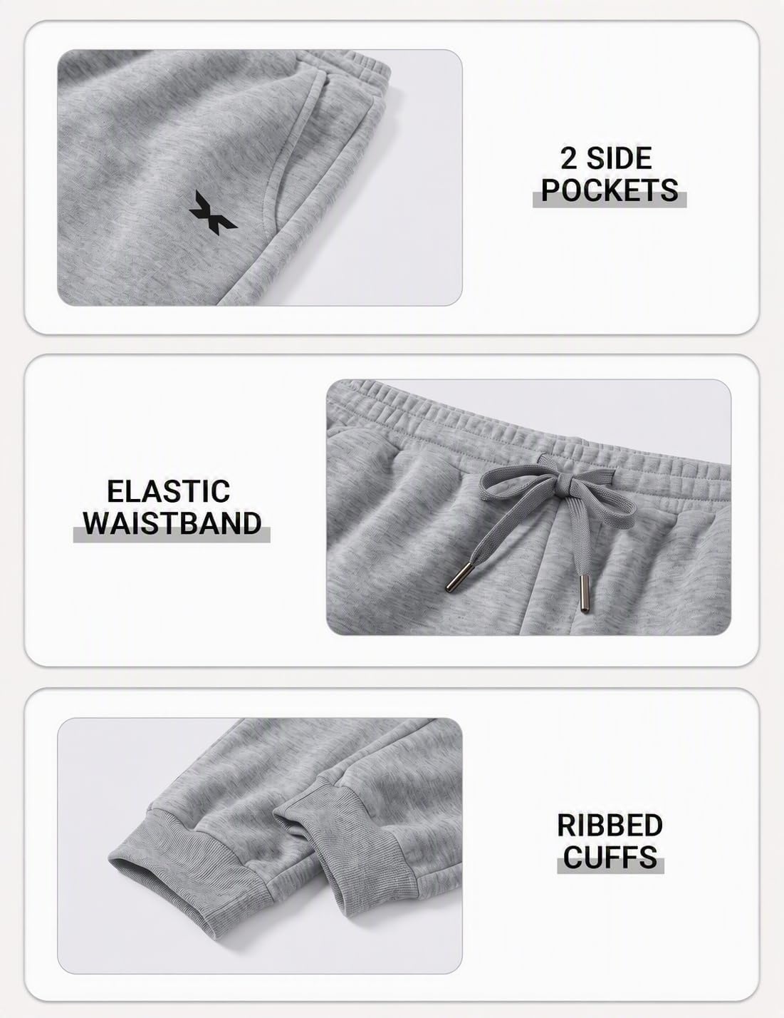 image:imageCOOFANDY Mens FleeceLined Sweatpants Loose Fit Joggers with PocketsLight Heather Grey