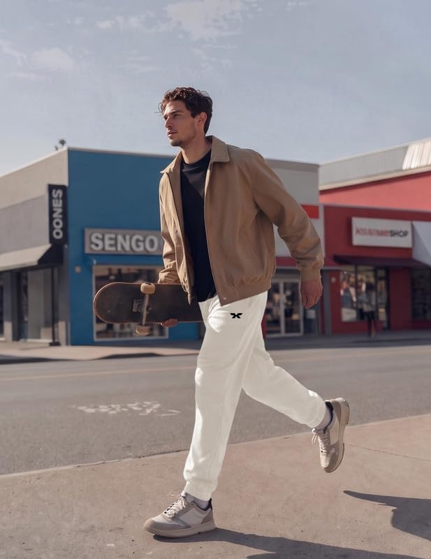 image:imageCOOFANDY Mens FleeceLined Sweatpants Loose Fit Joggers with PocketsWhite