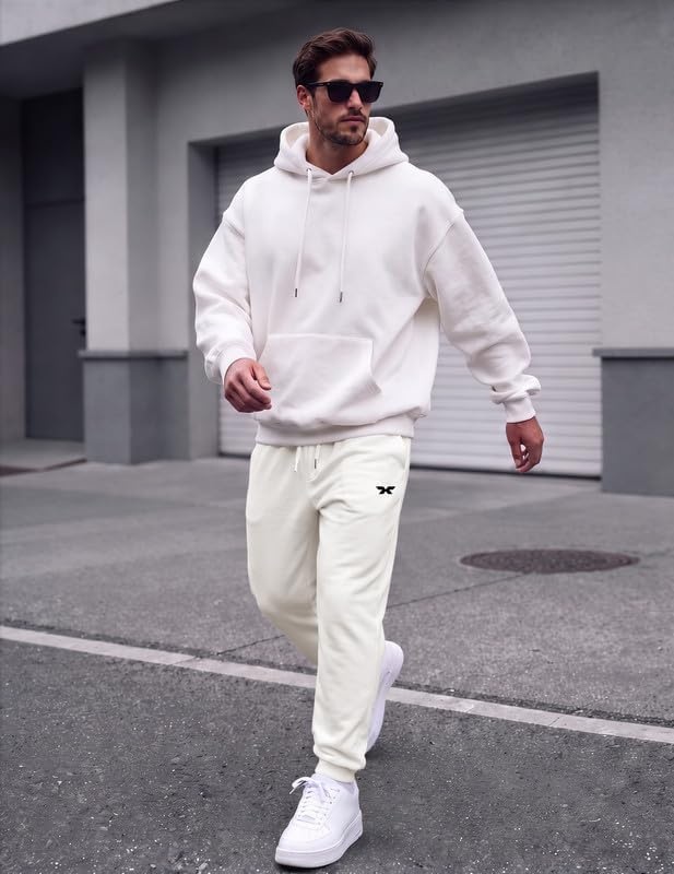 image:imageCOOFANDY Mens FleeceLined Sweatpants Loose Fit Joggers with PocketsWhite