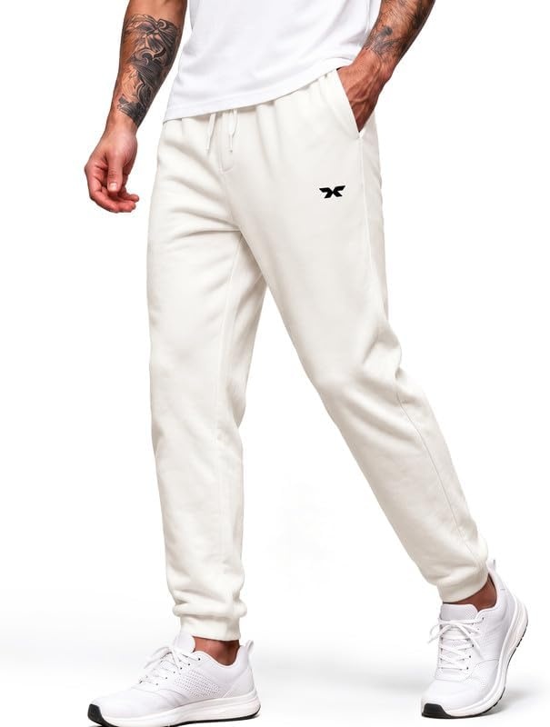 image:imageCOOFANDY Mens FleeceLined Sweatpants Loose Fit Joggers with PocketsWhite
