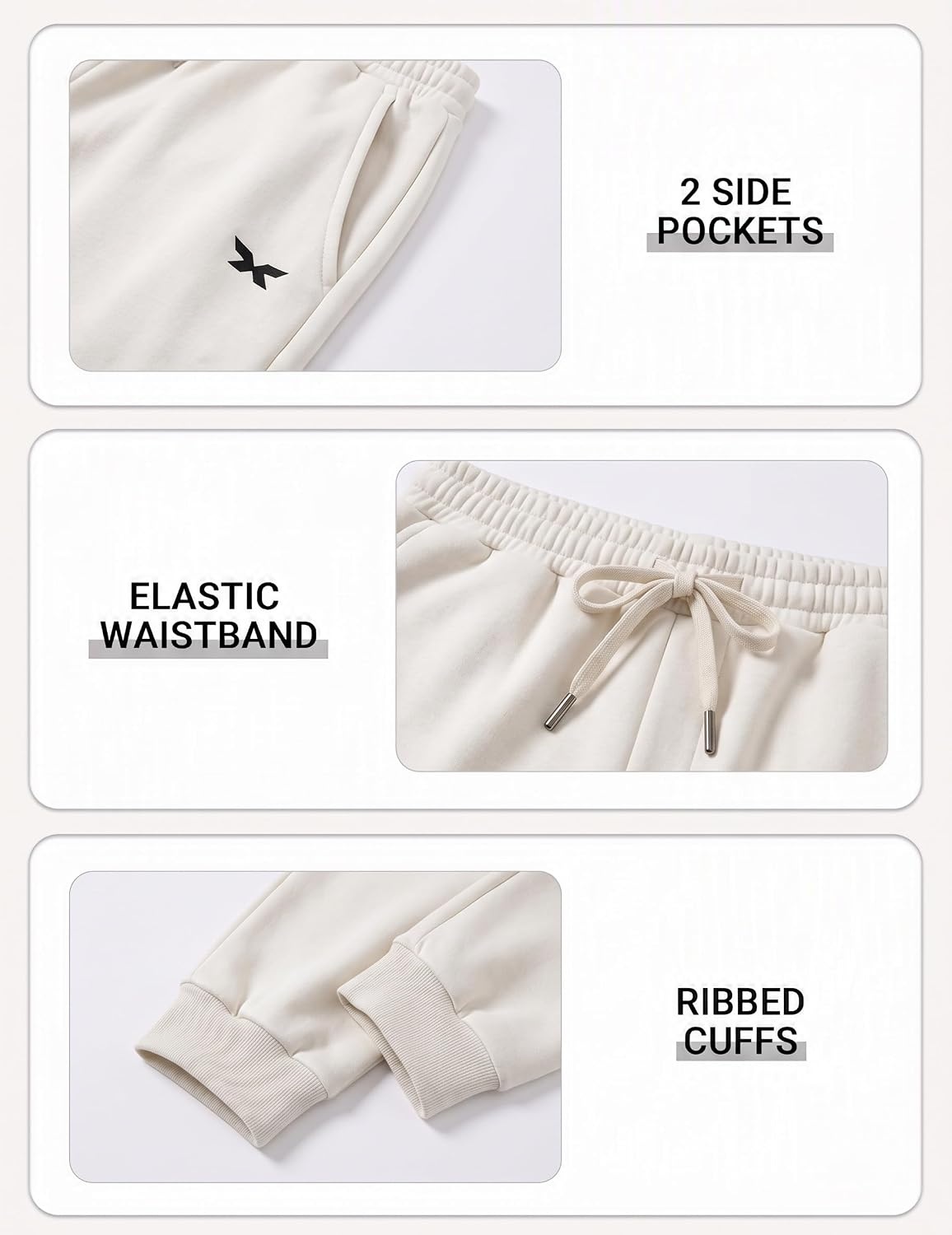 image:imageCOOFANDY Mens FleeceLined Sweatpants Loose Fit Joggers with PocketsWhite