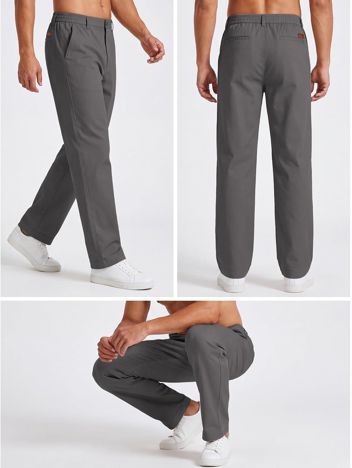 image:imageCOOFANDY Mens Khaki Pants Relaxed Fit Stretch Chinos Straight Dress SlacksDark Grey