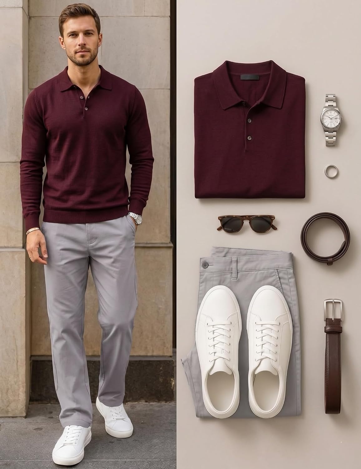 image:imageCOOFANDY Mens Khaki Pants Relaxed Fit Stretch Chinos Straight Dress SlacksLight Grey