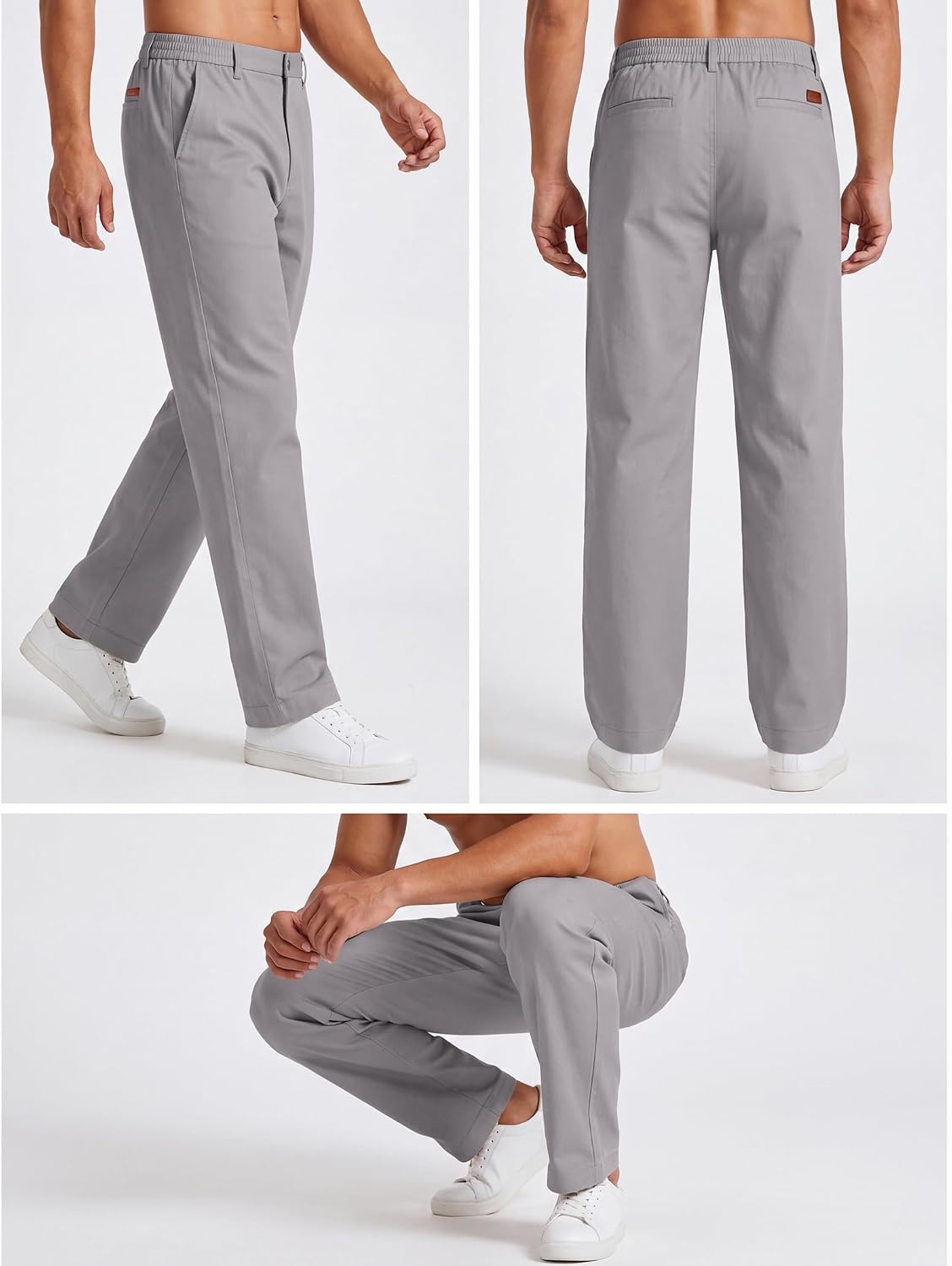image:imageCOOFANDY Mens Khaki Pants Relaxed Fit Stretch Chinos Straight Dress SlacksLight Grey