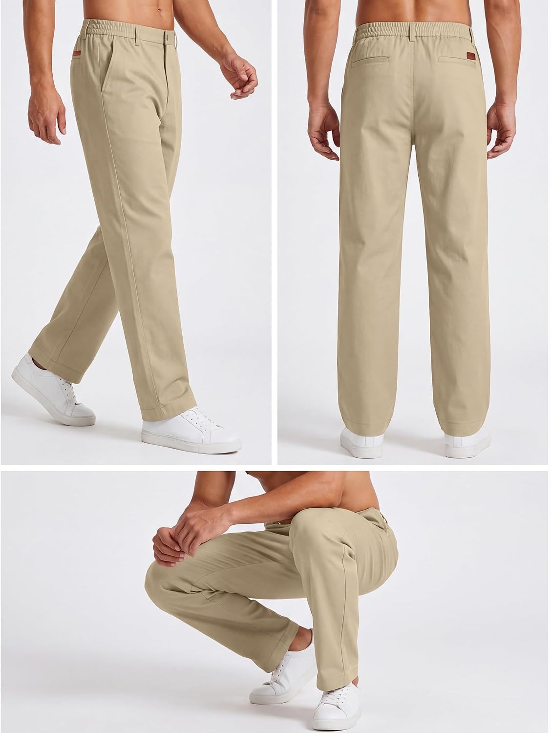 image:imageCOOFANDY Mens Khaki Pants Relaxed Fit Stretch Chinos Straight Dress SlacksLight Khaki