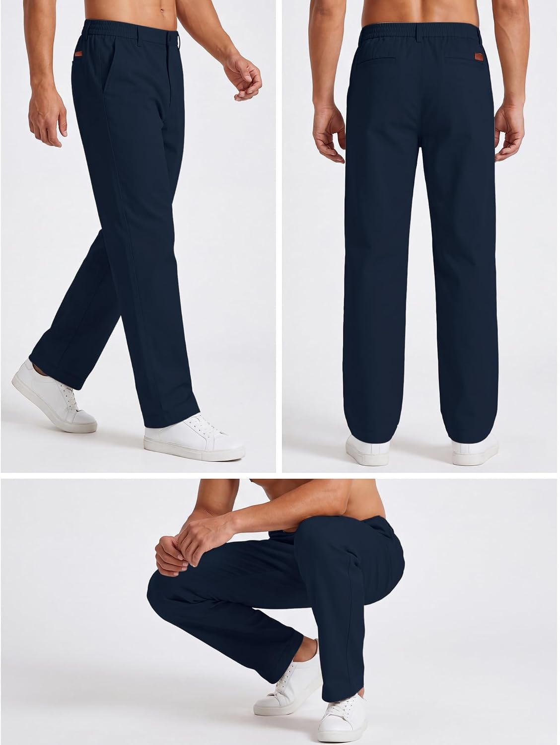 image:imageCOOFANDY Mens Khaki Pants Relaxed Fit Stretch Chinos Straight Dress SlacksNavy Blue