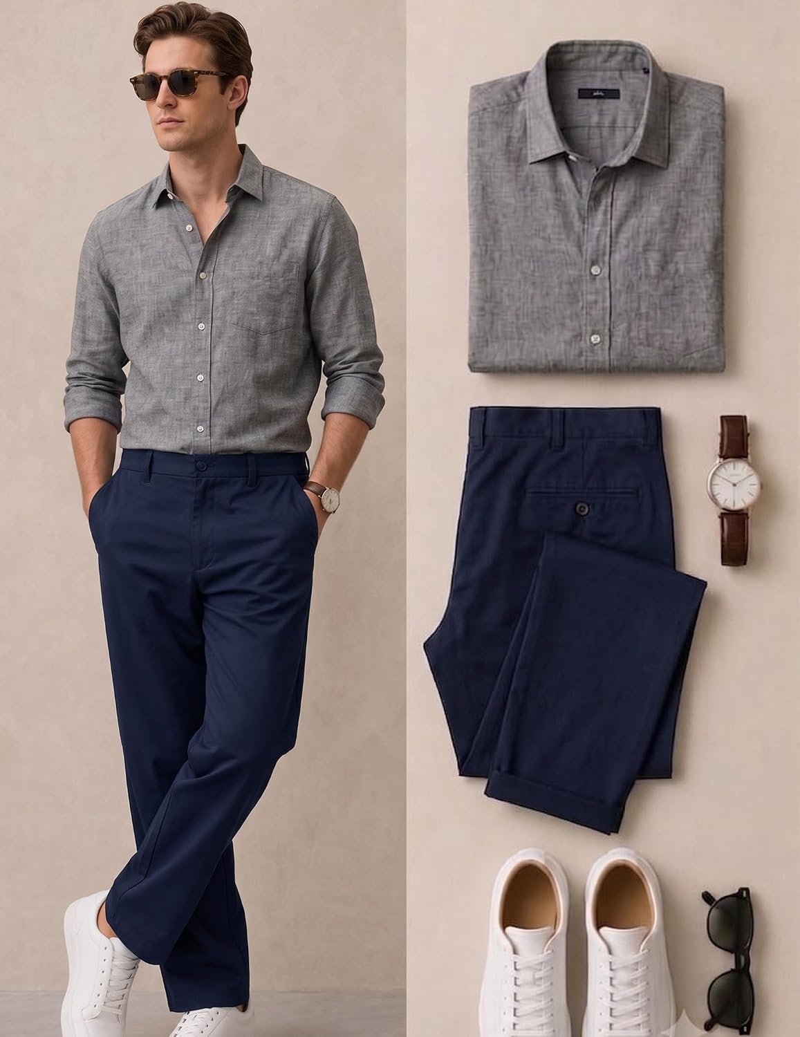 image:imageCOOFANDY Mens Khaki Pants Relaxed Fit Stretch Chinos Straight Dress SlacksNavy Blue