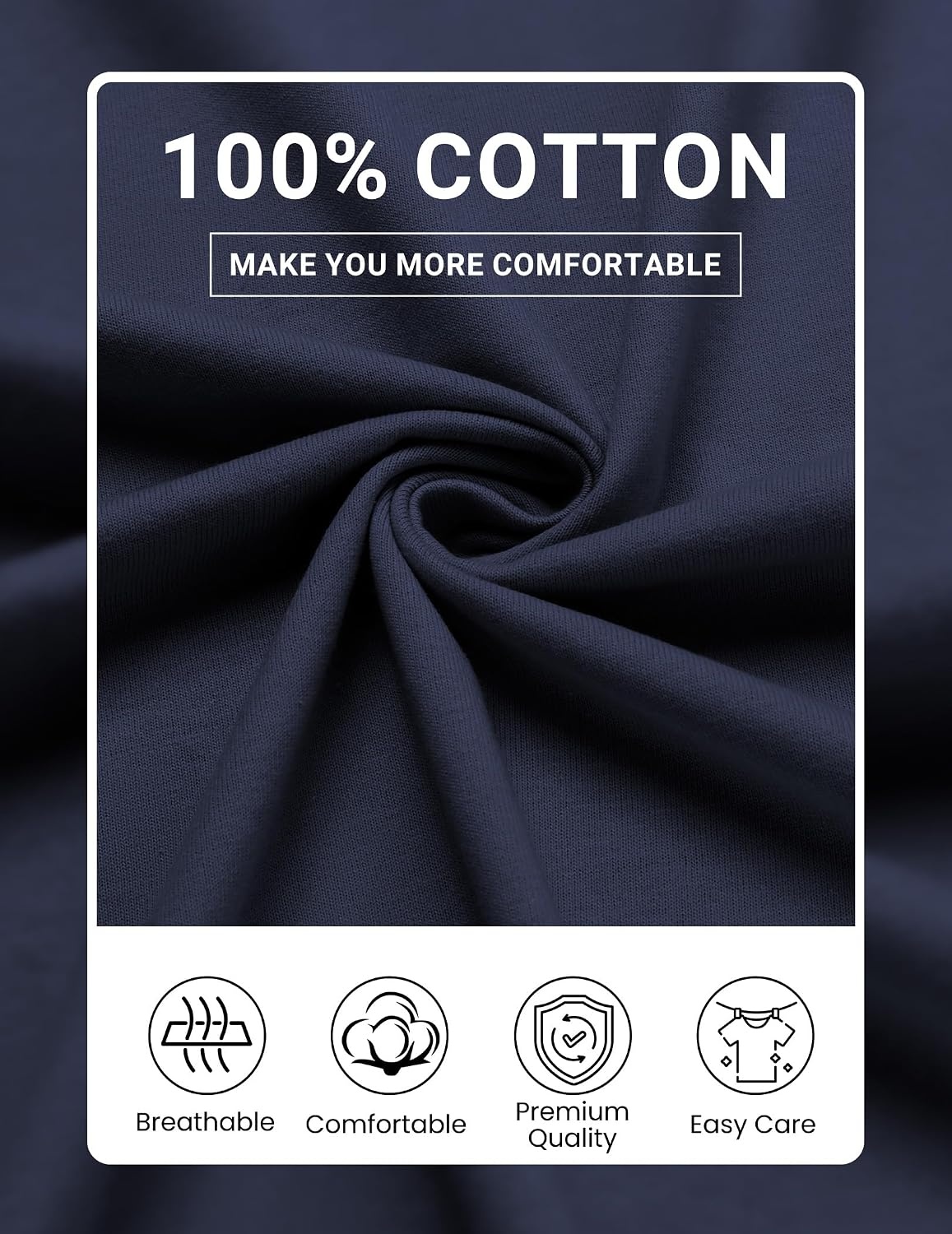 image:imageCOOFANDY Mens Long Sleeve Shirts Crew Neck Cotton TShirt Casual ShirtsNavy