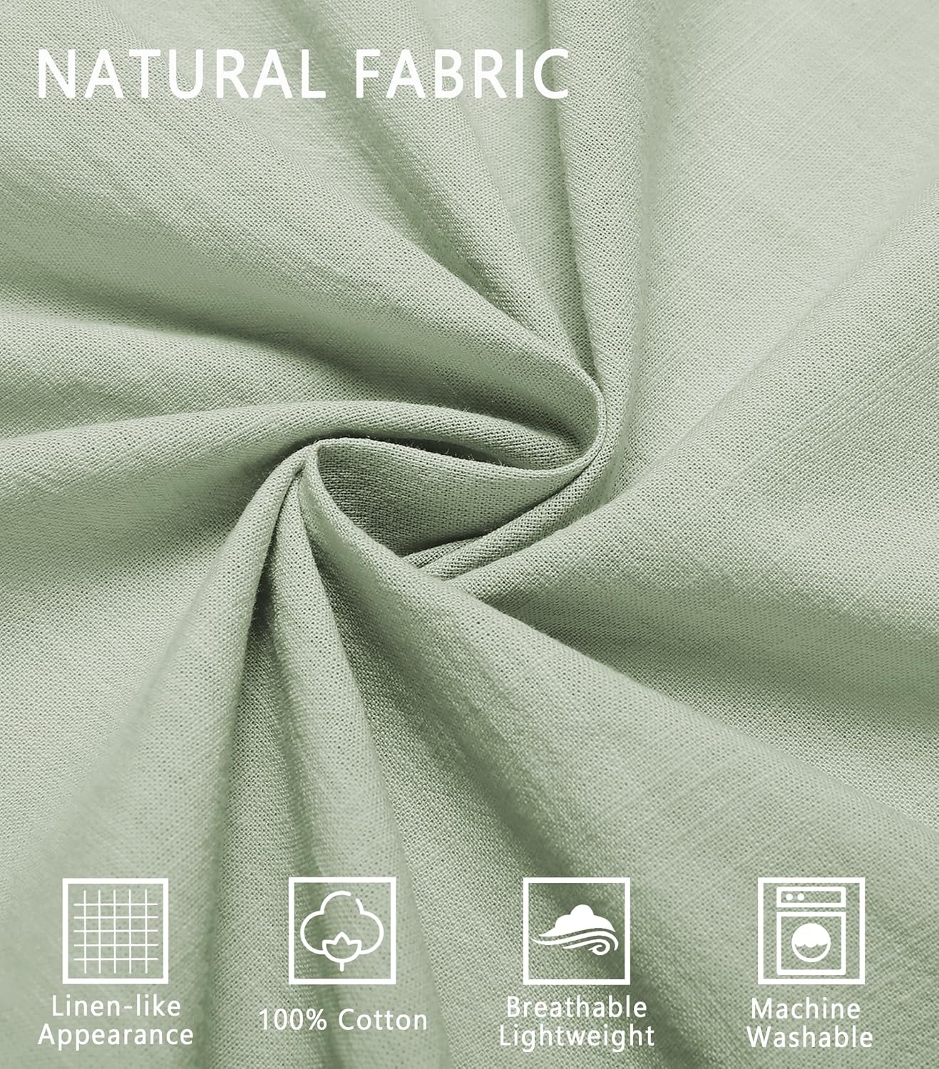 image:imageCOOFANDY Mens Short Sleeve Cotton Button Down Shirts Linen Beach ShirtsSage Green
