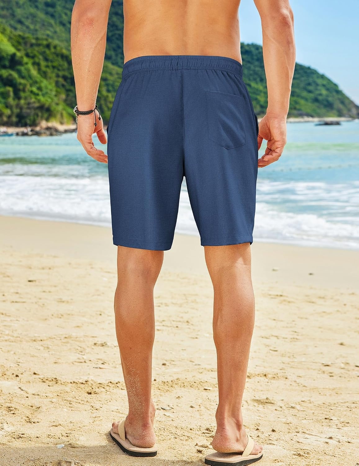 image:imageCOOFANDY Mens Summer Beach Shorts Casual Vacation Shorts Drawstring ShortsBlue