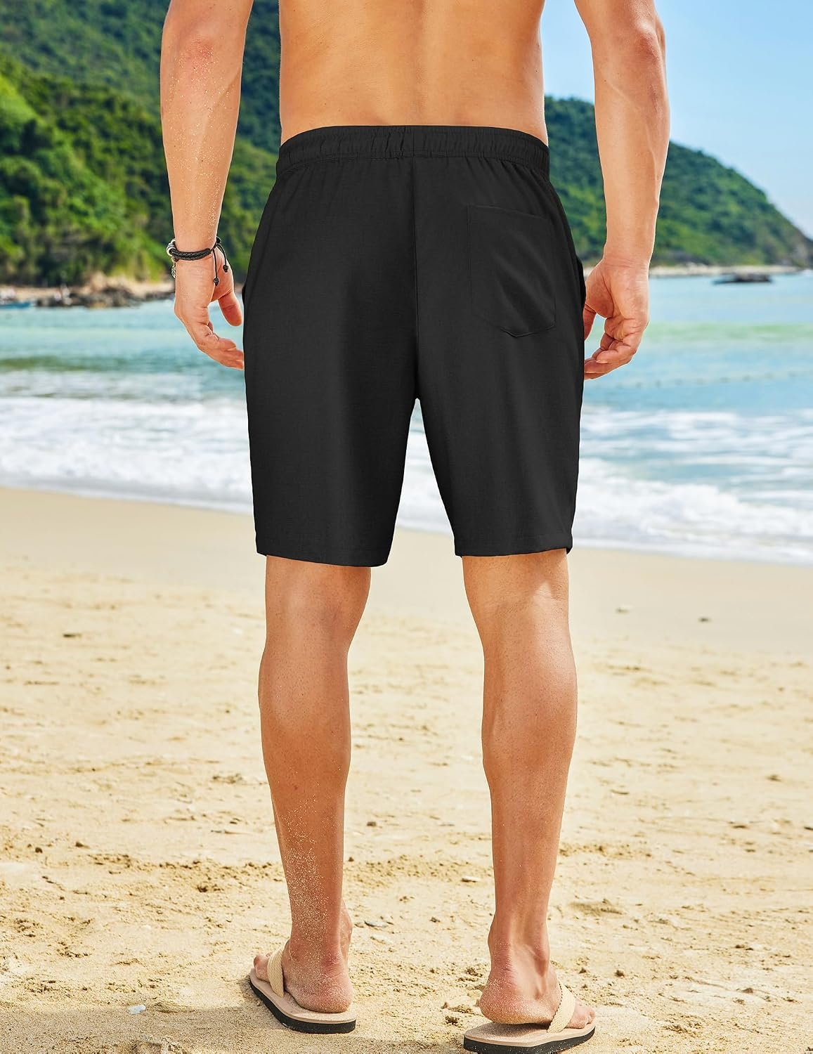 image:imageCOOFANDY Mens Summer Beach Shorts Casual Vacation Shorts Drawstring ShortsWhite and Black