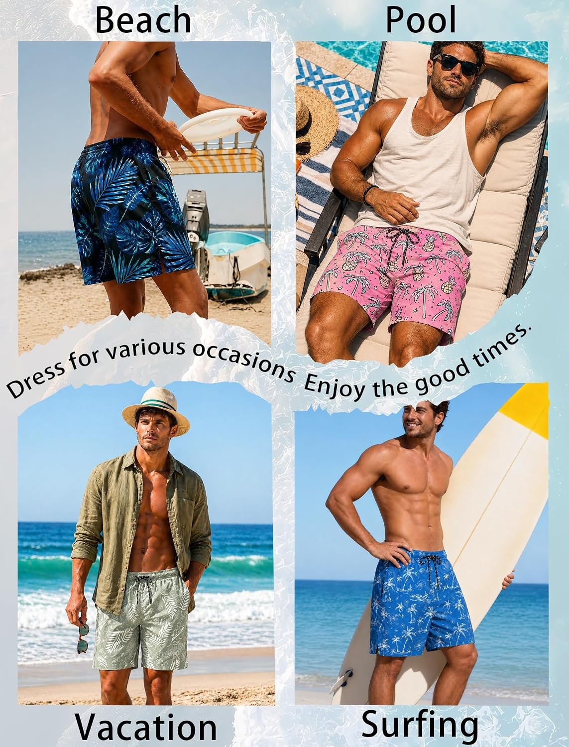 image:imageCOOFANDY Mens Swim Trunks 7 inch Bathing Suit with Mesh Liner Swim ShortsBlue Orange Leaves on Black