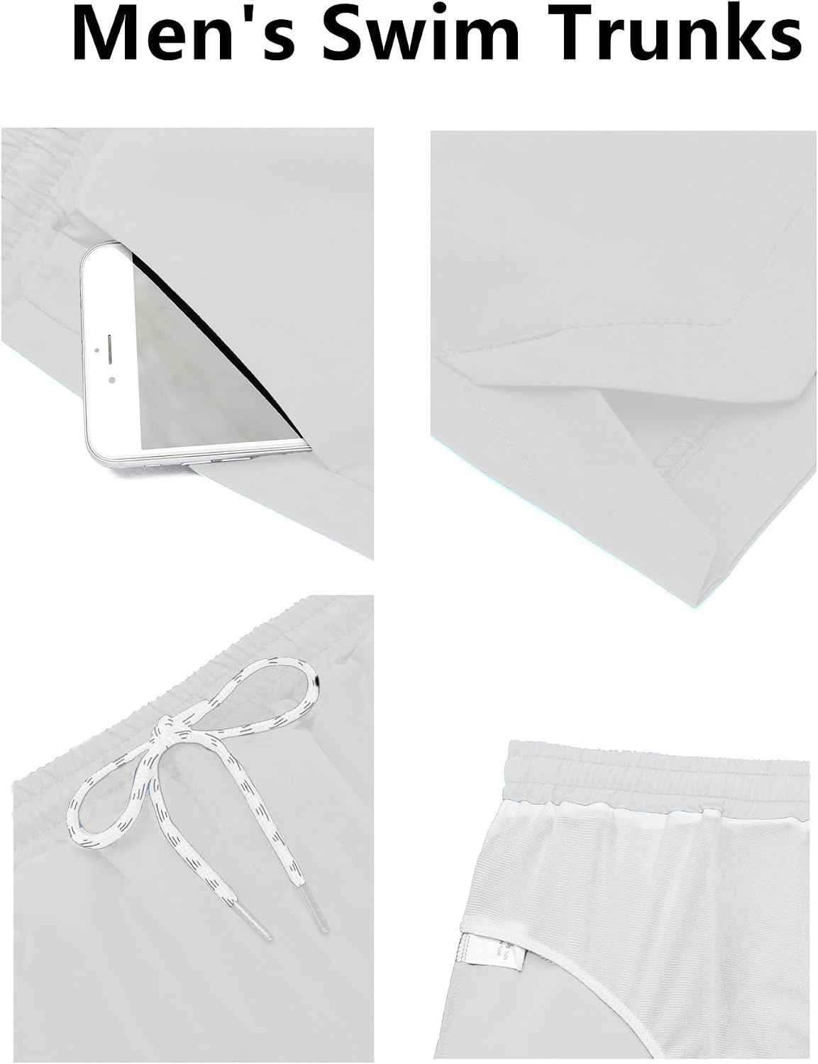 image:imageCOOFANDY Mens Swim Trunks Quick Dry Board Shorts Swimwear Bathing SuitC White