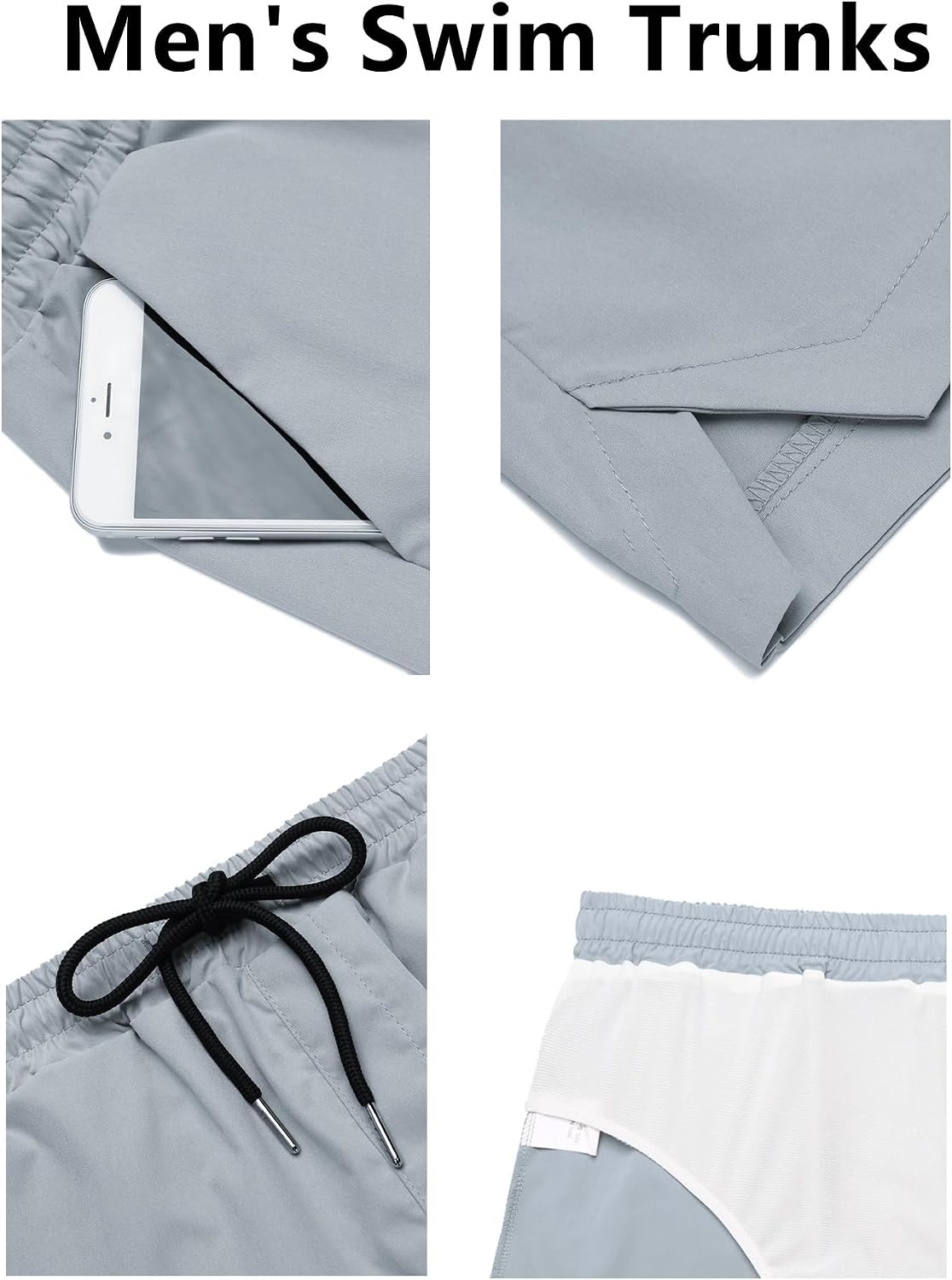 image:imageCOOFANDY Mens Swim Trunks Quick Dry Board Shorts Swimwear Bathing SuitGrey