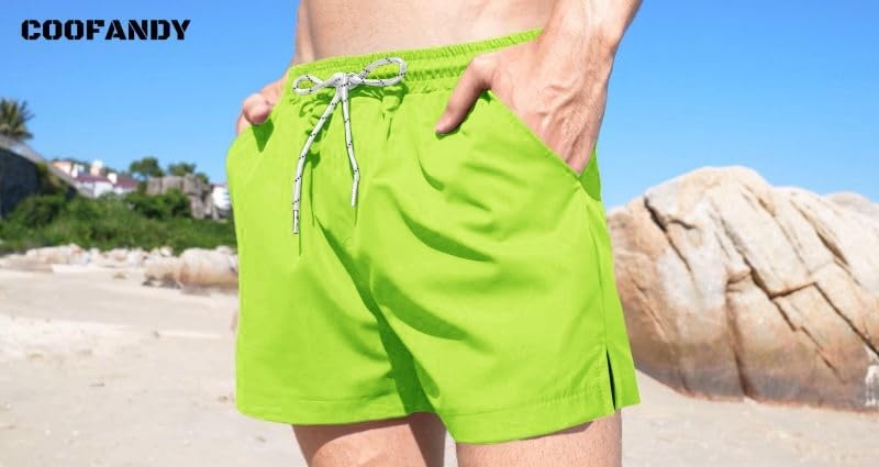 image:imageCOOFANDY Mens Swim Trunks Quick Dry Board Shorts Swimwear Bathing SuitLemon Green