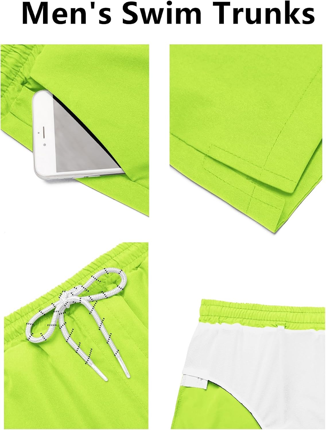 image:imageCOOFANDY Mens Swim Trunks Quick Dry Board Shorts Swimwear Bathing SuitLemon Green