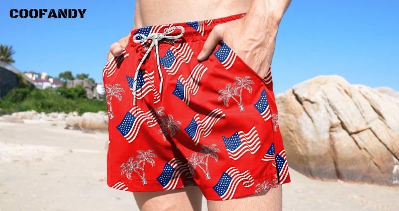 image:imageCOOFANDY Mens Swim Trunks Quick Dry Board Shorts Swimwear Bathing SuitP American Flag4