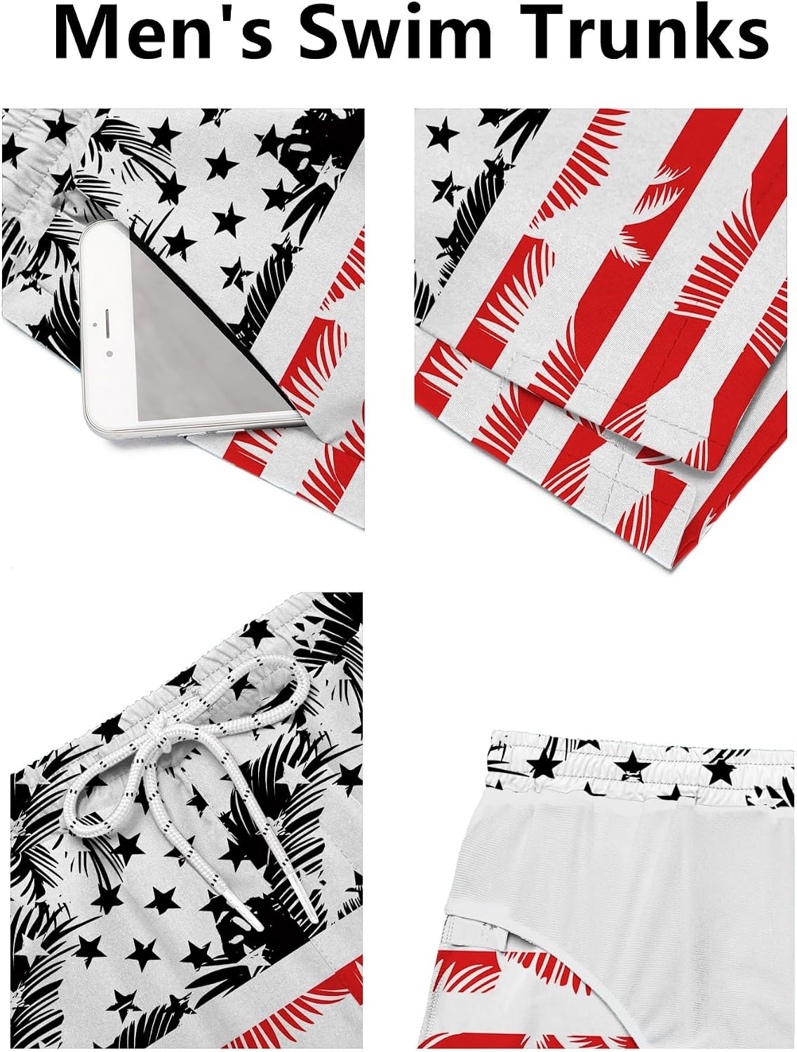 image:imageCOOFANDY Mens Swim Trunks Quick Dry Board Shorts Swimwear Bathing SuitP American Flag5