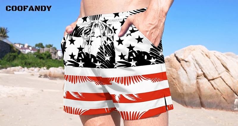 image:imageCOOFANDY Mens Swim Trunks Quick Dry Board Shorts Swimwear Bathing SuitP American Flag5