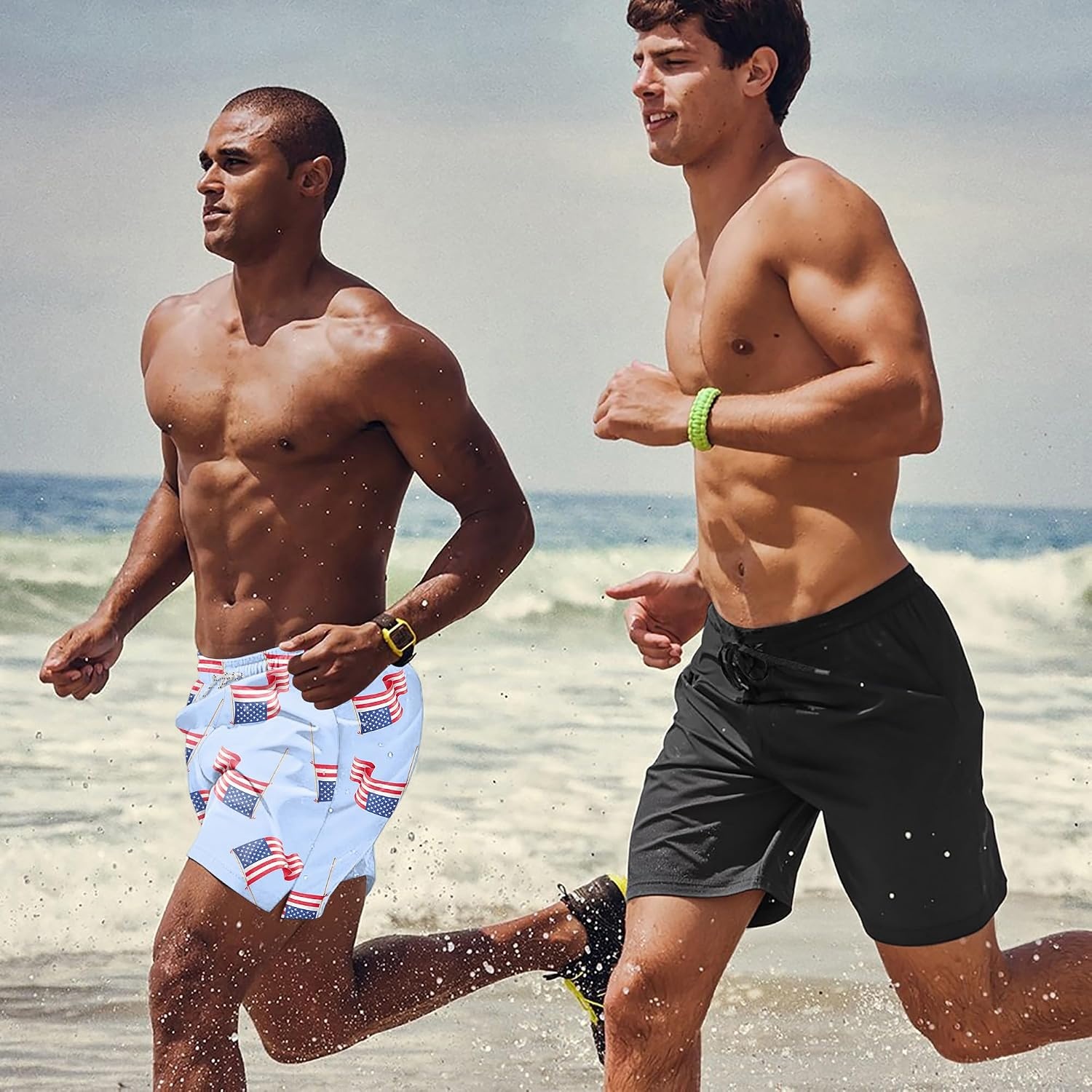 image:imageCOOFANDY Mens Swim Trunks Quick Dry Board Shorts Swimwear Bathing SuitP American Flag6