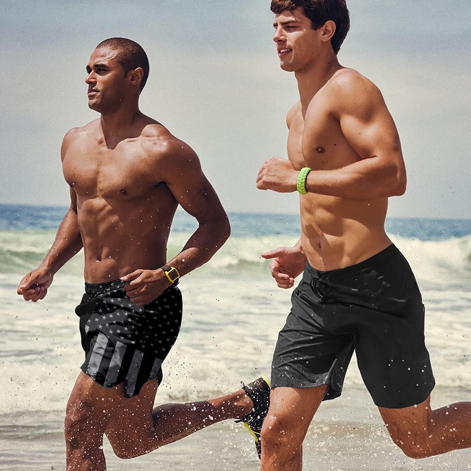 image:imageCOOFANDY Mens Swim Trunks Quick Dry Board Shorts Swimwear Bathing SuitP Black American Flag