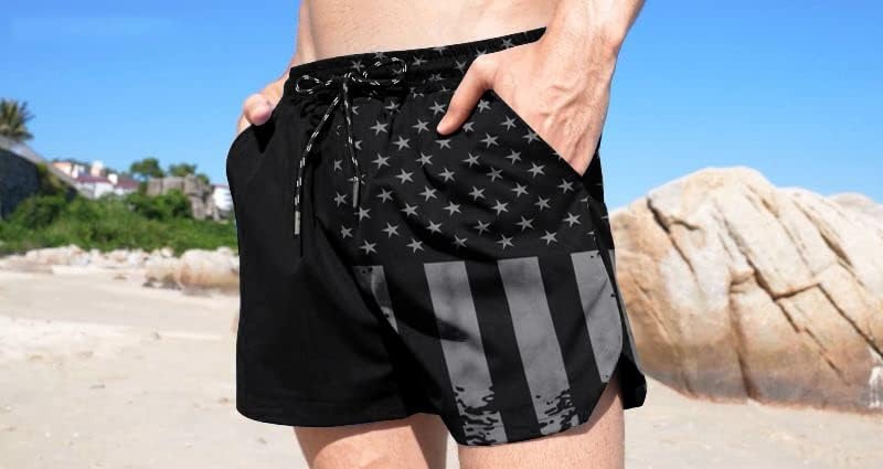 image:imageCOOFANDY Mens Swim Trunks Quick Dry Board Shorts Swimwear Bathing SuitP Black American Flag