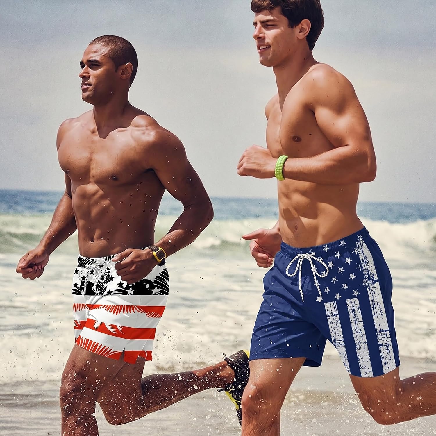 image:imageCOOFANDY Mens Swim Trunks Quick Dry Board Shorts Swimwear Bathing SuitP Blue American Flag