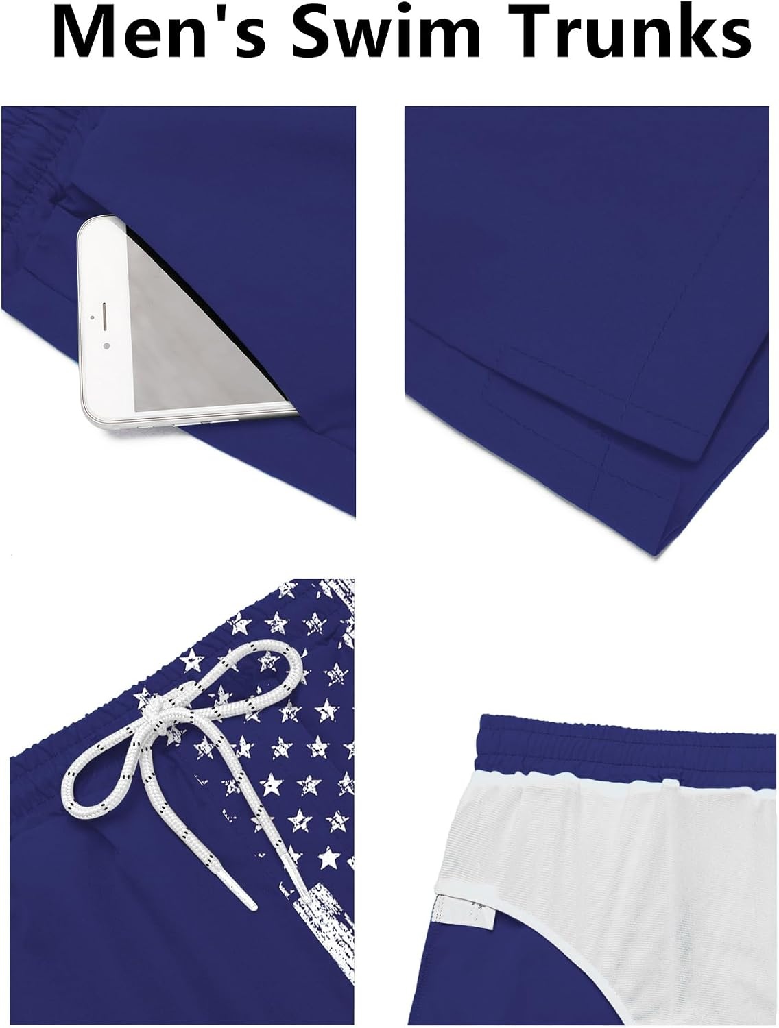 image:imageCOOFANDY Mens Swim Trunks Quick Dry Board Shorts Swimwear Bathing SuitP Blue American Flag