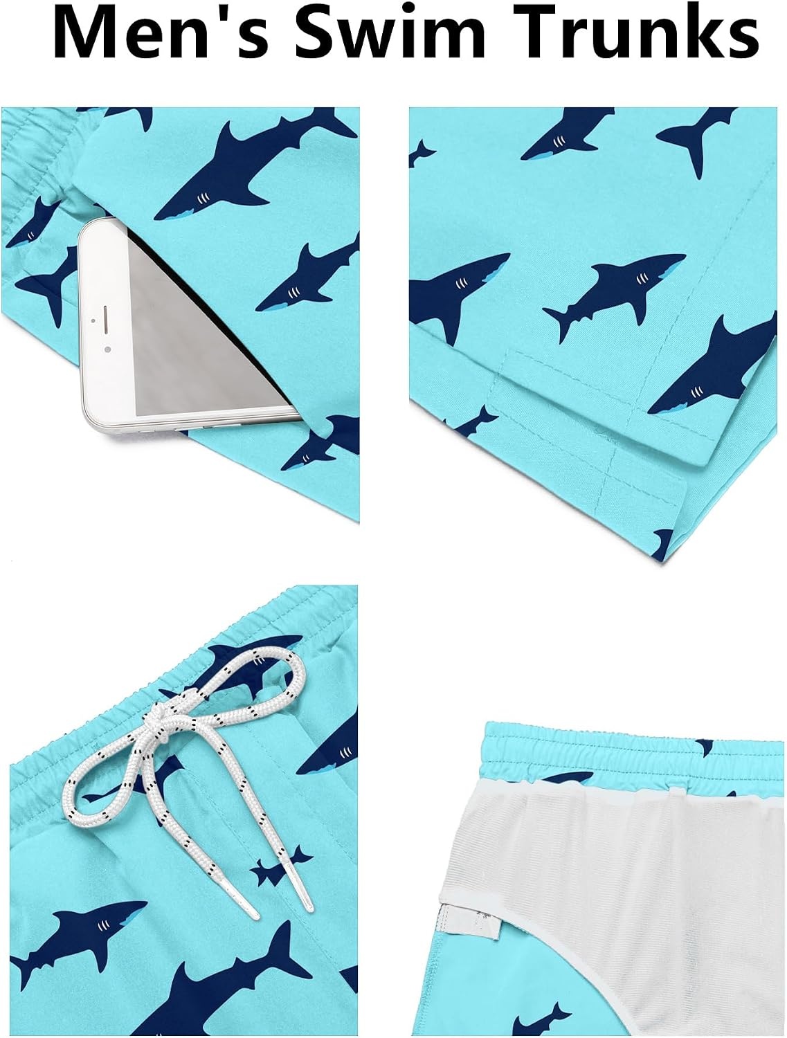 image:imageCOOFANDY Mens Swim Trunks Quick Dry Board Shorts Swimwear Bathing SuitP Shark Green