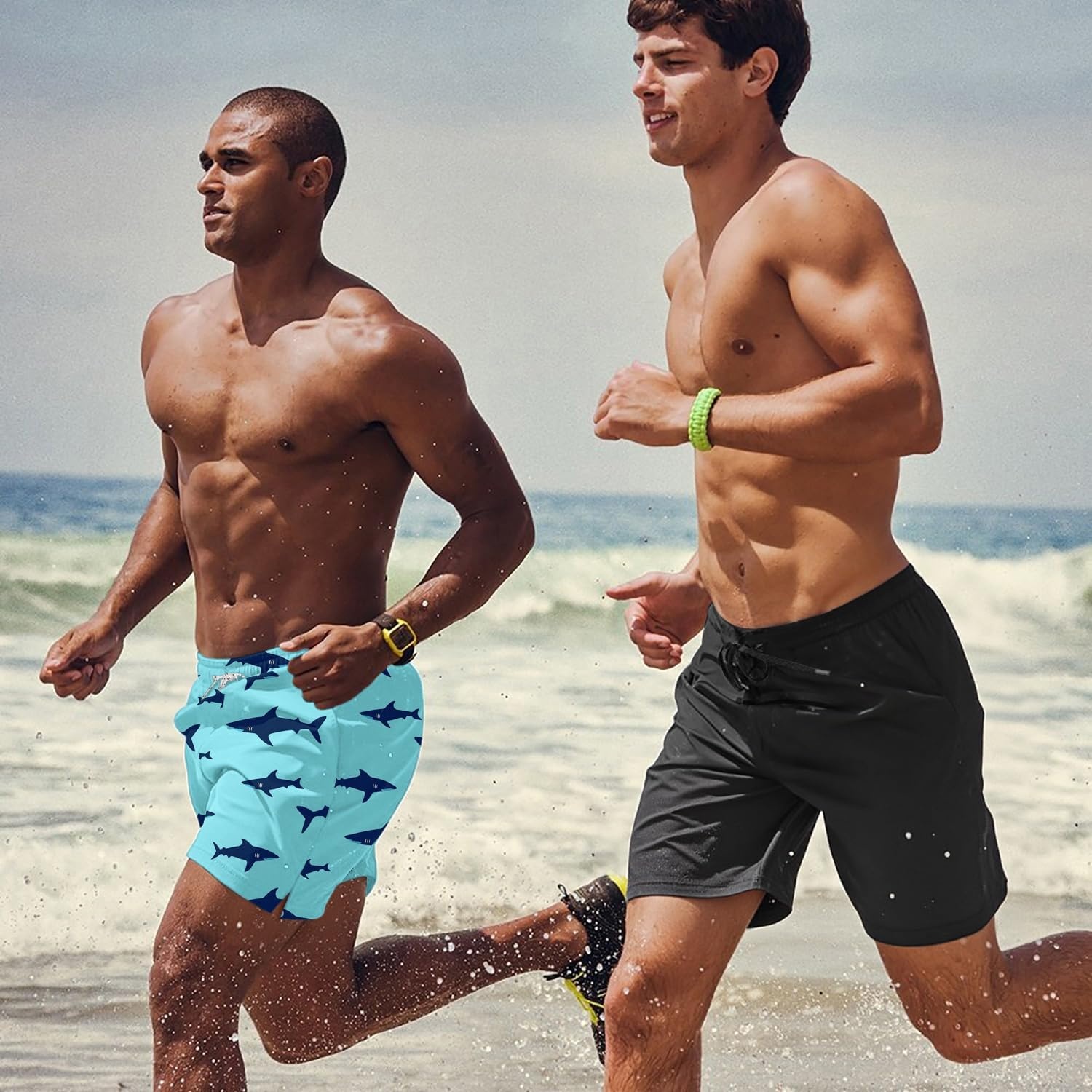 image:imageCOOFANDY Mens Swim Trunks Quick Dry Board Shorts Swimwear Bathing SuitP Shark Green
