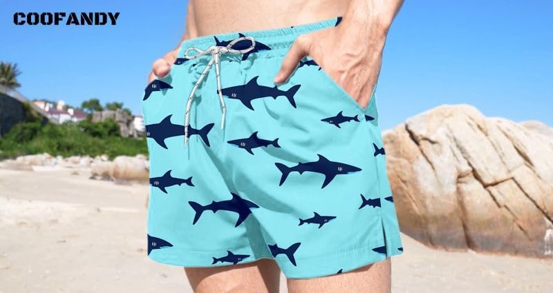 image:imageCOOFANDY Mens Swim Trunks Quick Dry Board Shorts Swimwear Bathing SuitP Shark Green