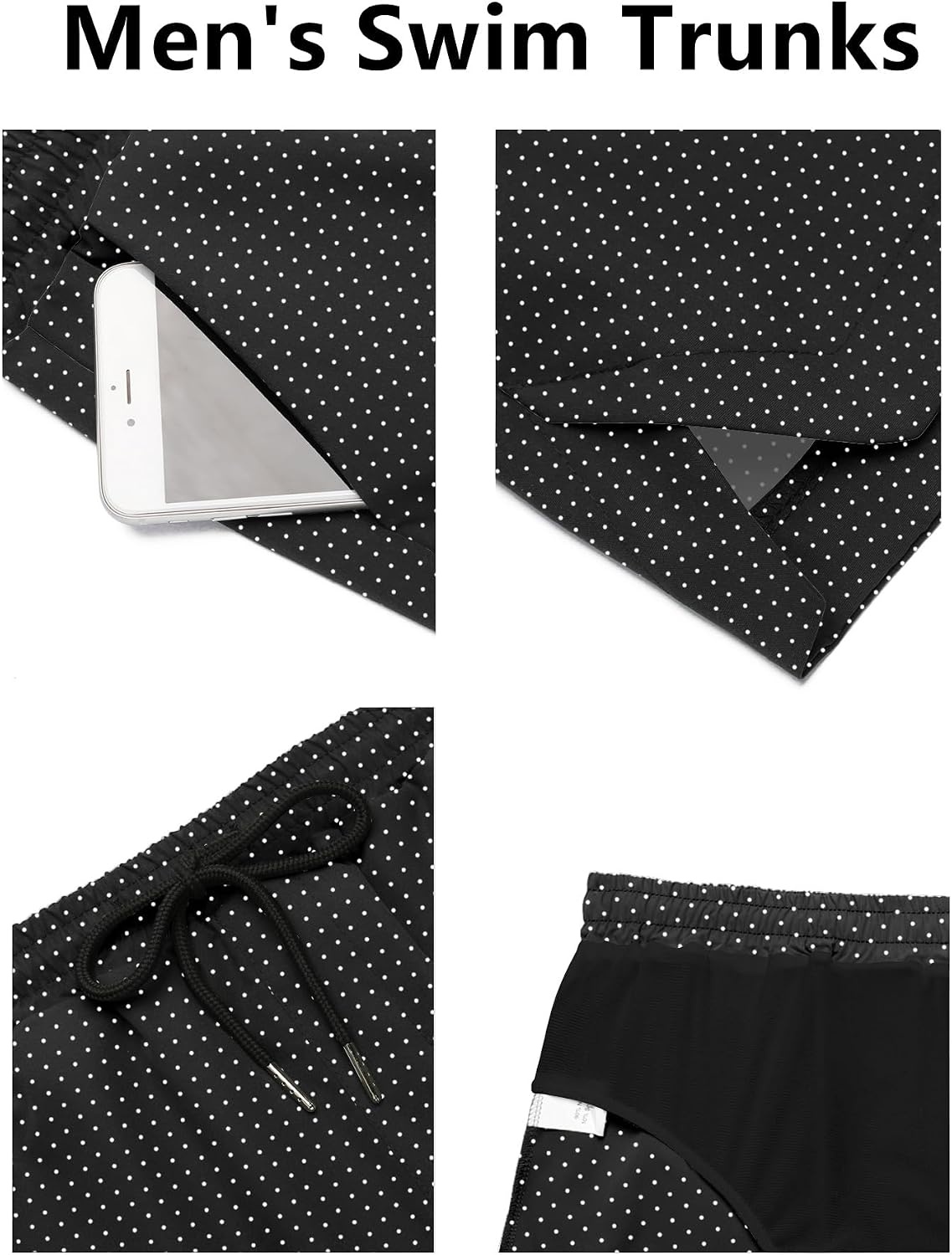 image:imageCOOFANDY Mens Swim Trunks Quick Dry Board Shorts Swimwear Bathing SuitP White Polka Dots