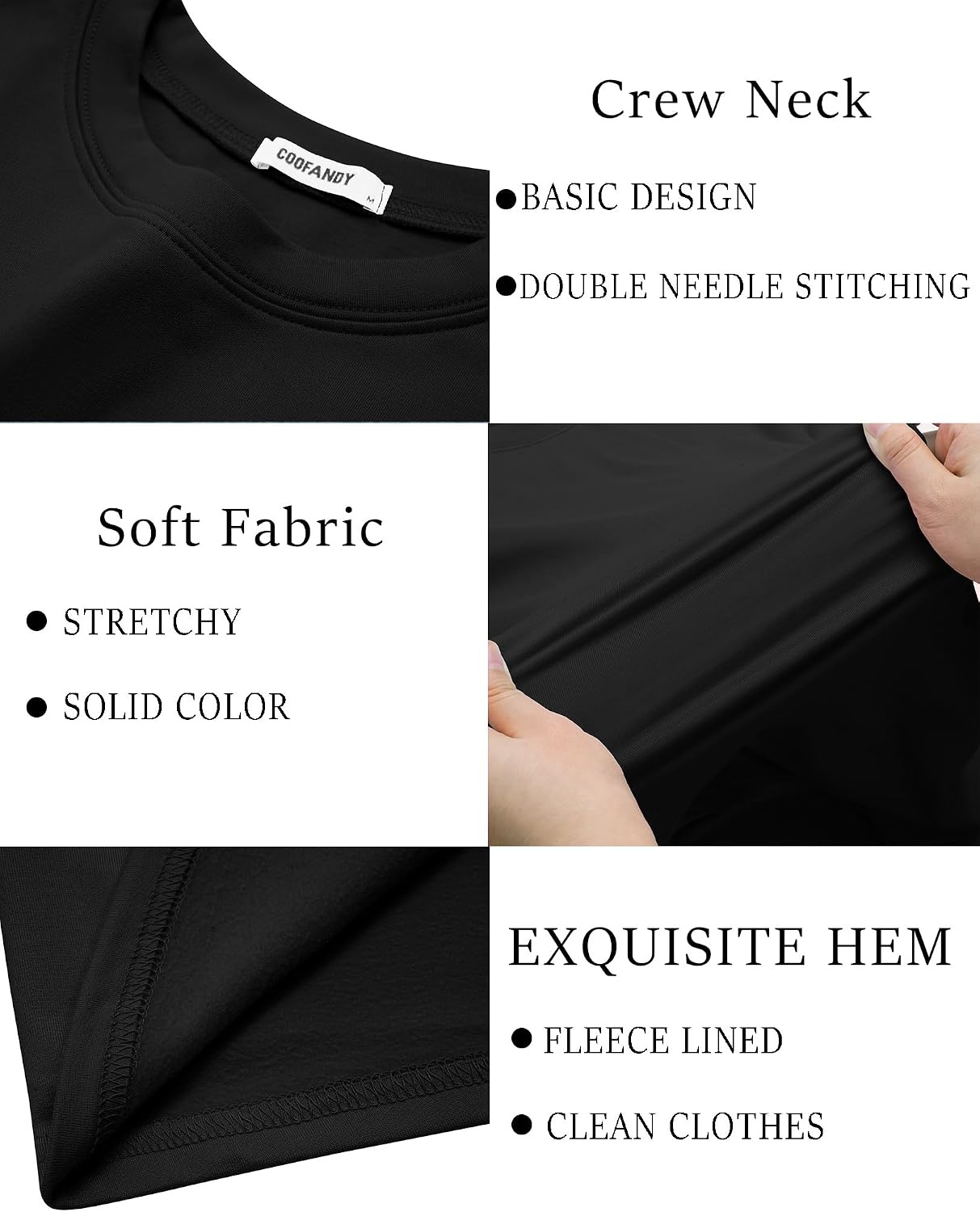 image:imageCOOFANDY Mens Thermal Shirt Soft Long Sleeve Fleece Lined Base Layer ShirtsAll Black