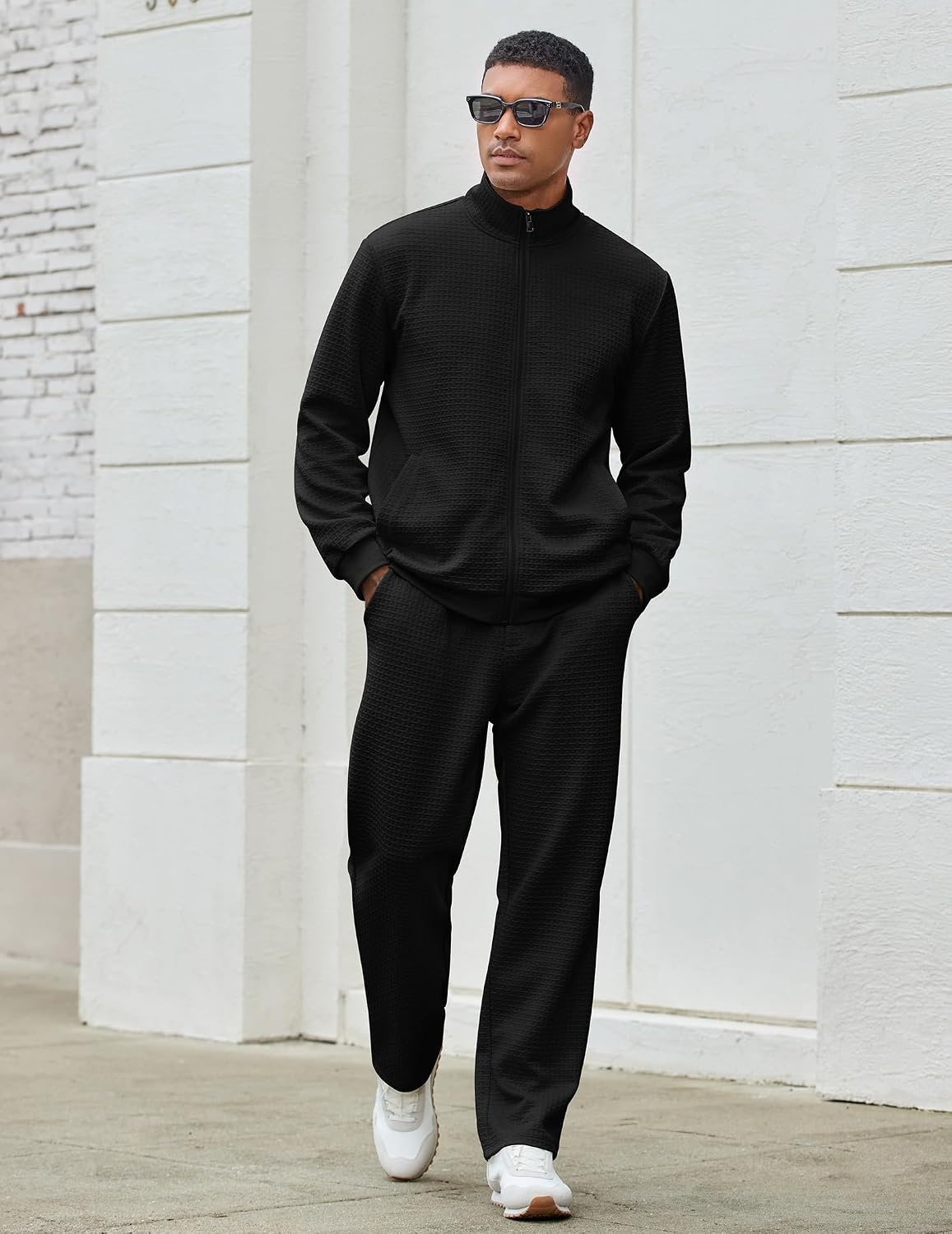 image:imageCOOFANDY Mens Tracksuit 2 Piece Set Full Zip Jogging Sweatsuits OutfitsBlack