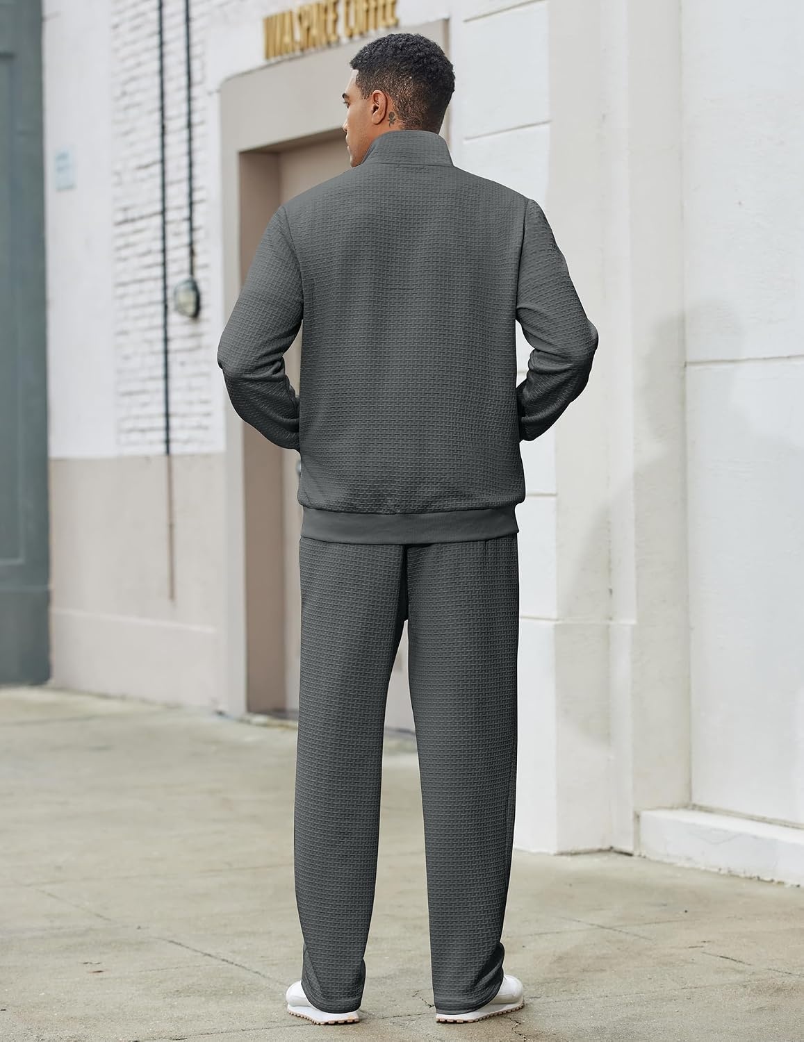 image:imageCOOFANDY Mens Tracksuit 2 Piece Set Full Zip Jogging Sweatsuits OutfitsDark Gray
