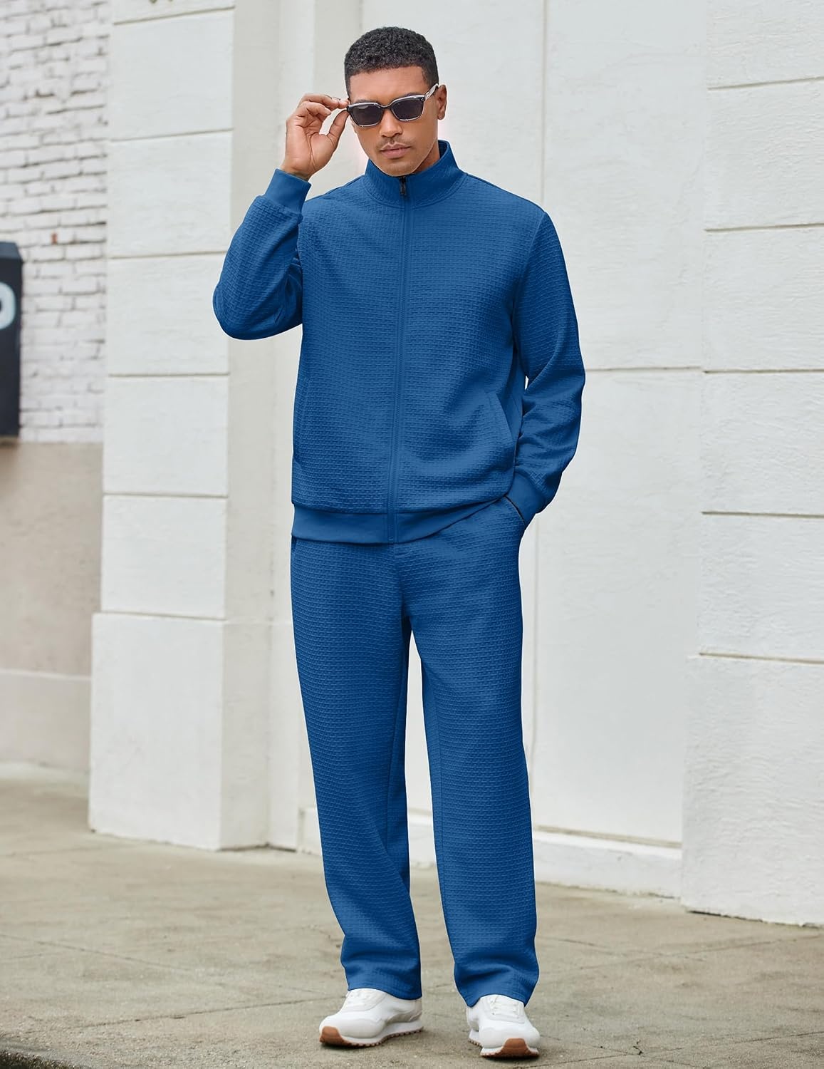 image:imageCOOFANDY Mens Tracksuit 2 Piece Set Full Zip Jogging Sweatsuits OutfitsGrayblue