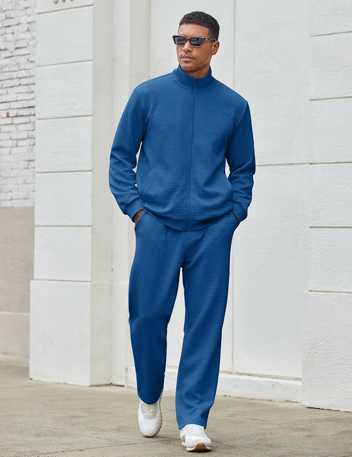 image:imageCOOFANDY Mens Tracksuit 2 Piece Set Full Zip Jogging Sweatsuits OutfitsGrayblue