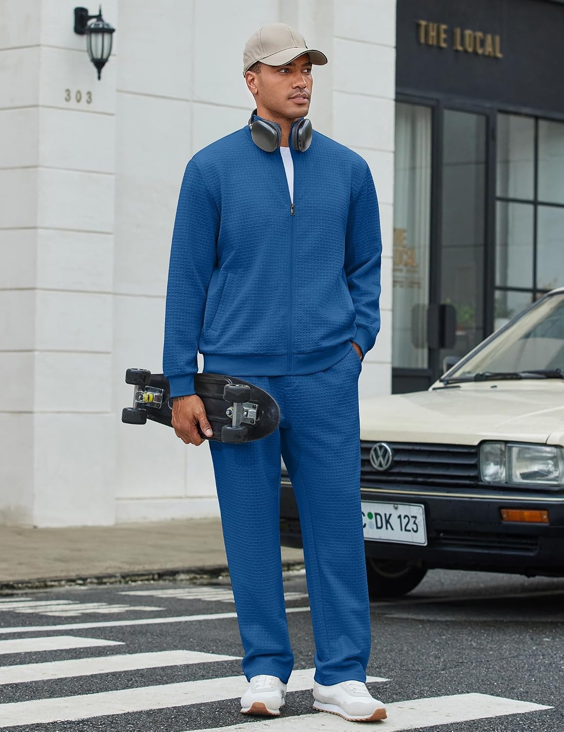 image:imageCOOFANDY Mens Tracksuit 2 Piece Set Full Zip Jogging Sweatsuits OutfitsGrayblue