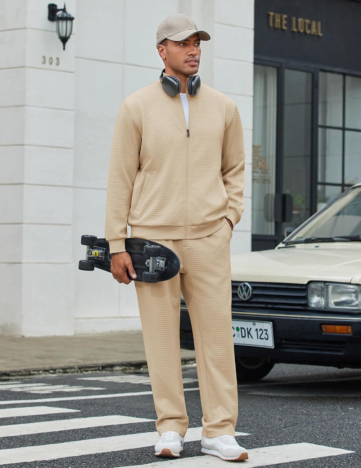 image:imageCOOFANDY Mens Tracksuit 2 Piece Set Full Zip Jogging Sweatsuits OutfitsKhaki