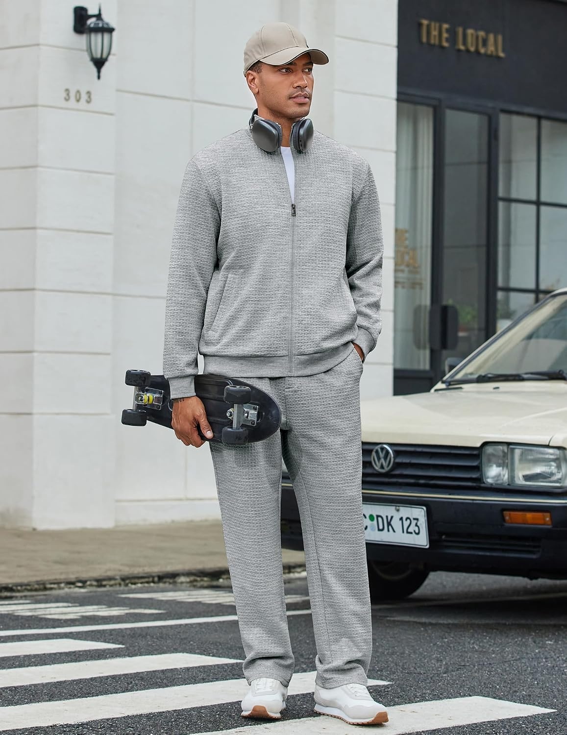 image:imageCOOFANDY Mens Tracksuit 2 Piece Set Full Zip Jogging Sweatsuits OutfitsLight Gray