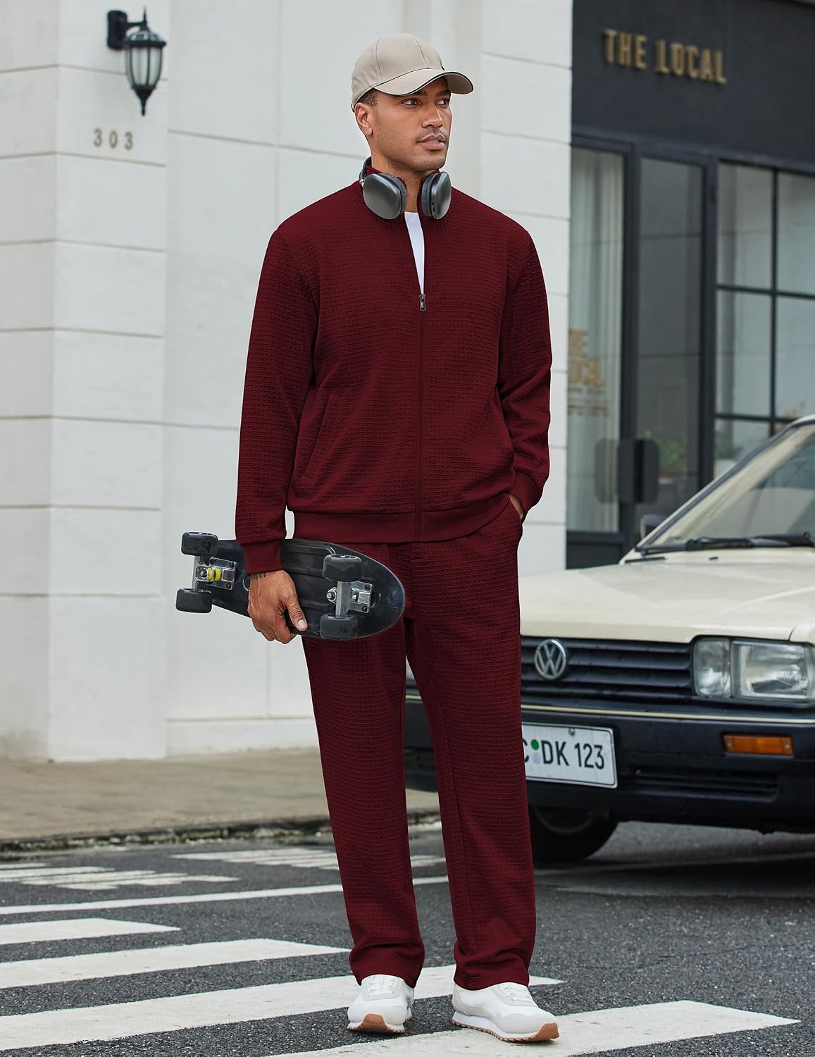 image:imageCOOFANDY Mens Tracksuit 2 Piece Set Full Zip Jogging Sweatsuits OutfitsRed