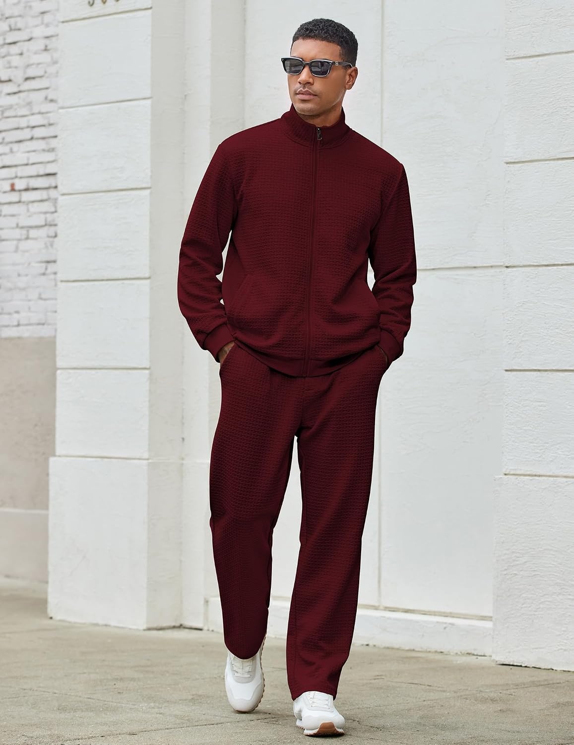 image:imageCOOFANDY Mens Tracksuit 2 Piece Set Full Zip Jogging Sweatsuits OutfitsRed