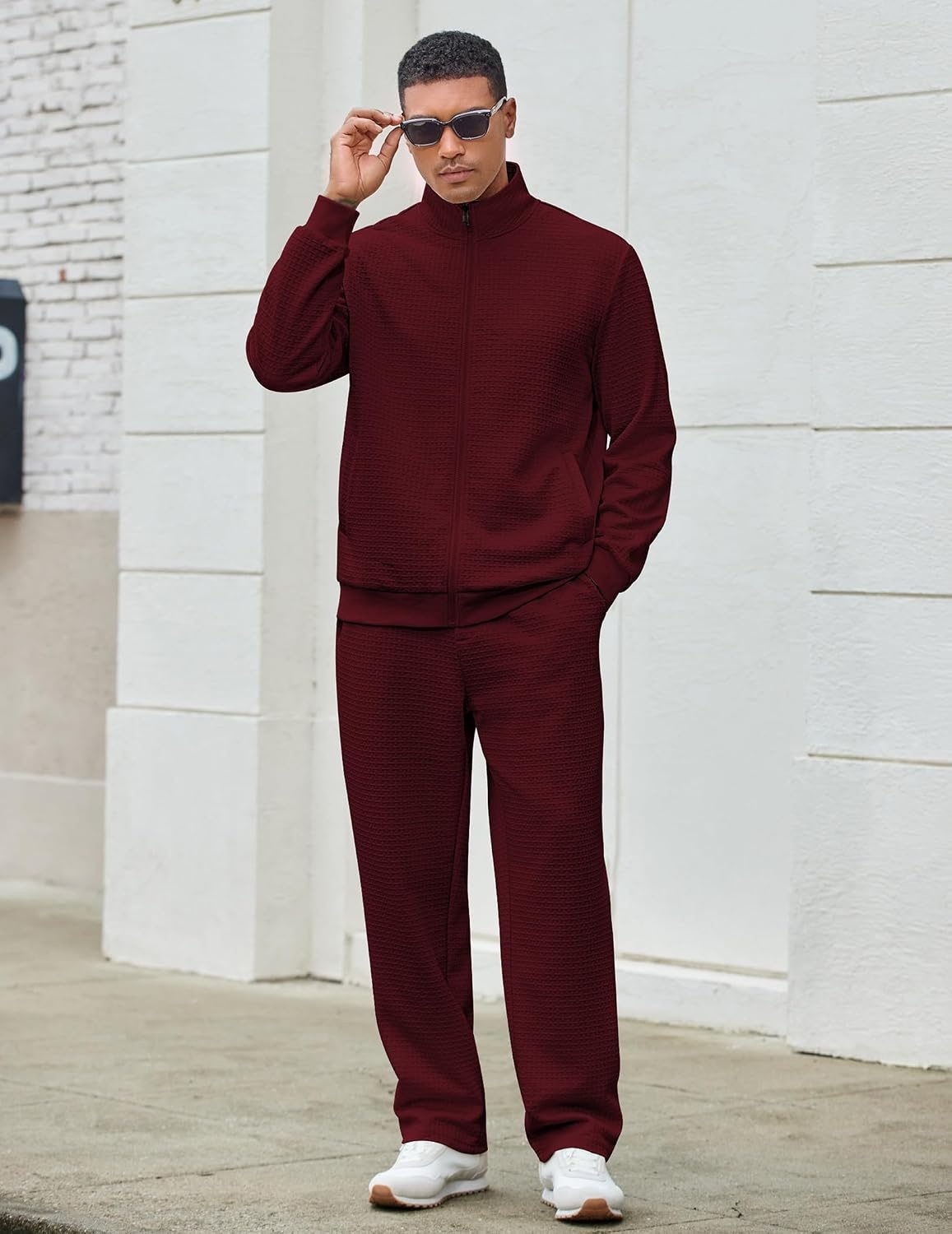 image:imageCOOFANDY Mens Tracksuit 2 Piece Set Full Zip Jogging Sweatsuits OutfitsRed