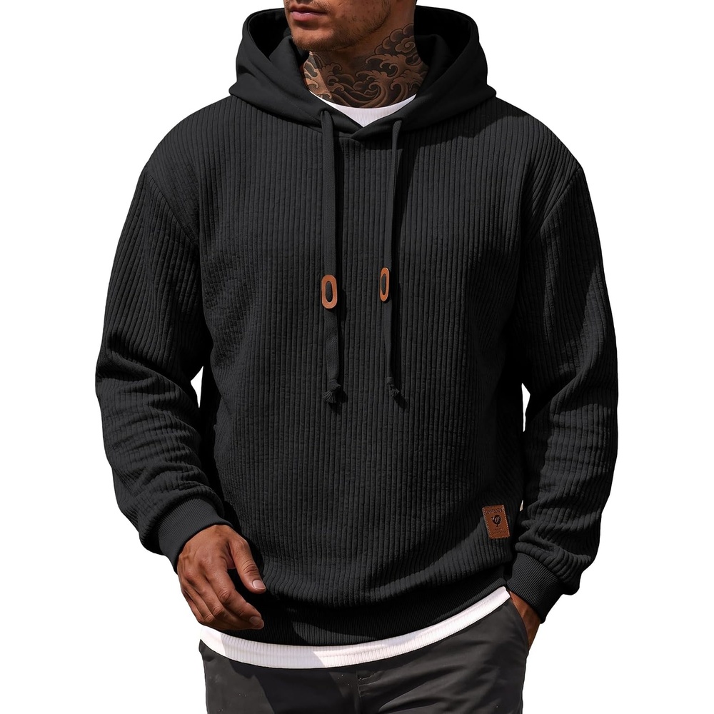 image:imageCOOFANDY Men Hoodies Sweatshirt Casual Long Sleeve Drawstring Hood PulloverAblack