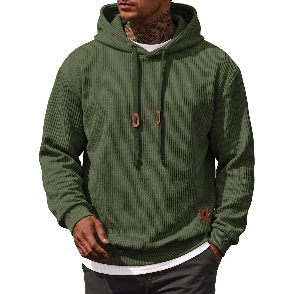 image:imageCOOFANDY Men Hoodies Sweatshirt Casual Long Sleeve Drawstring Hood PulloverArmy Green