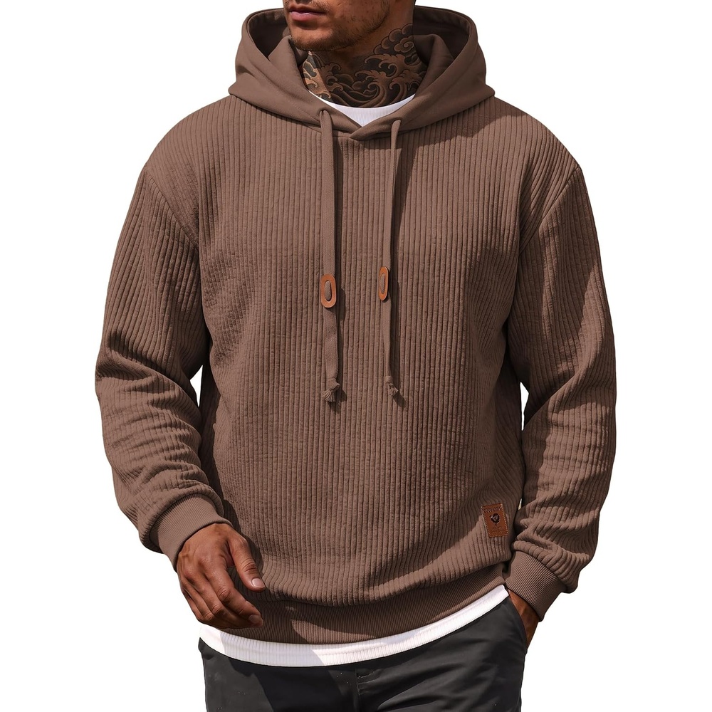 image:imageCOOFANDY Men Hoodies Sweatshirt Casual Long Sleeve Drawstring Hood PulloverBrown