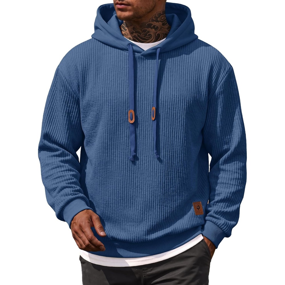 image:imageCOOFANDY Men Hoodies Sweatshirt Casual Long Sleeve Drawstring Hood PulloverDenim Blue